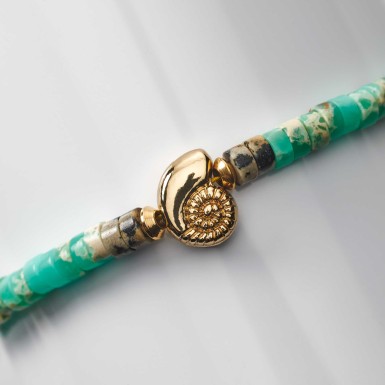 Bracelet turquoise et coquillage or